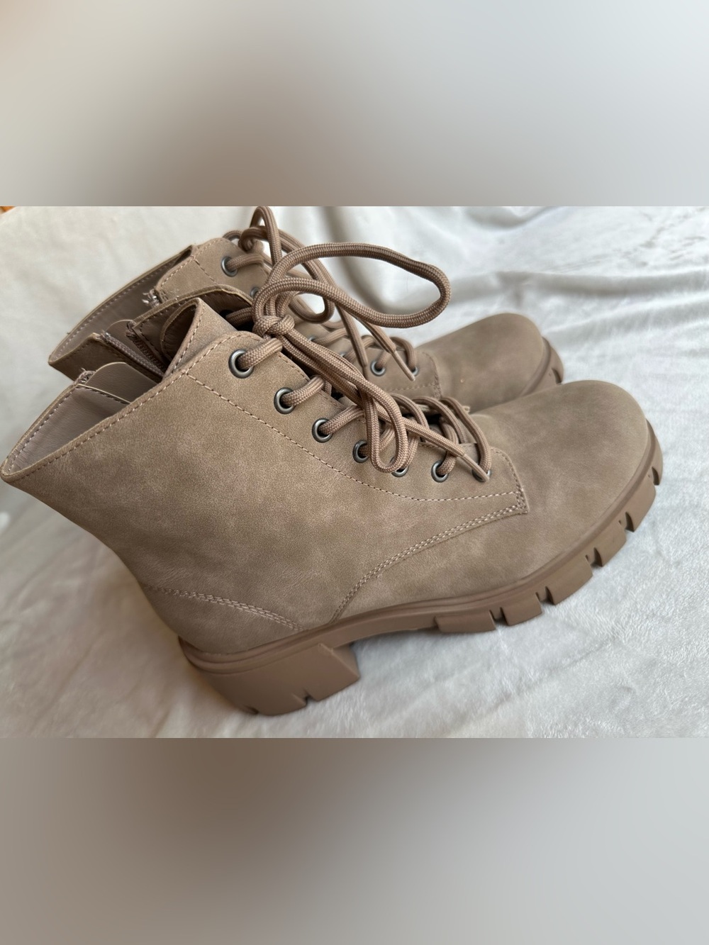 MIA Taupe Lace-Up Combat Boots